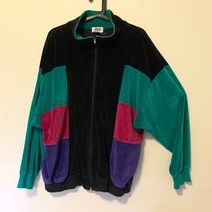 Vintage Velour Lavon Colorblock zip up